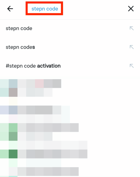 Twitterの検索でstepn codeと入力