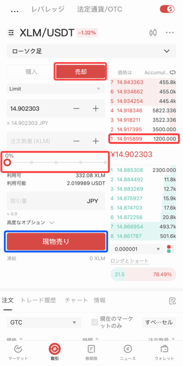 Gate.ioで指値注文を出す