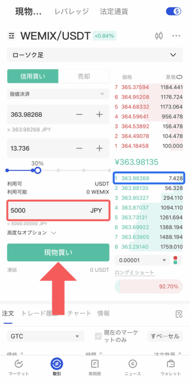 Gate.io（ゲート）でWEMIXの注文方法