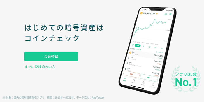 coincheckのTOPページ